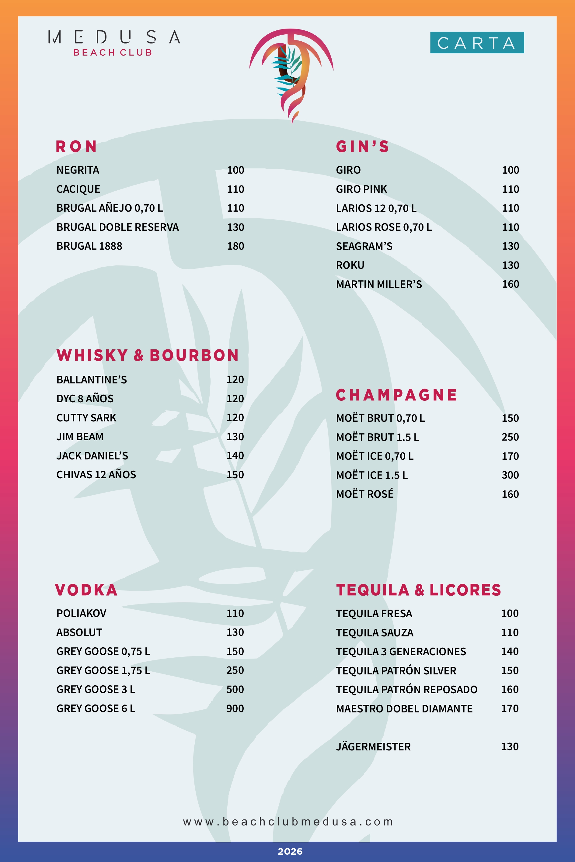 Carta Medusa Beach Club